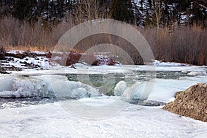 Ice Dam Along the Banks of the North Fork Shoshone River