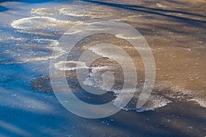 Ice on dirty water as an abstract background