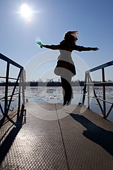 Ice drift. Flight. The sun. Landscape. Bounce. Cold water