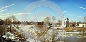 Ice drift on the river