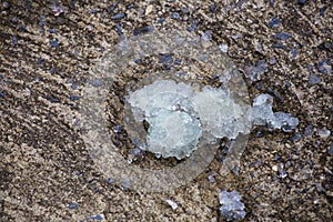 Ice drop on concrete floor.