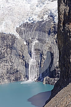 Ice Fall into a Glacial Lake