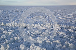 Ice field with crushed ice in Baltic Sea