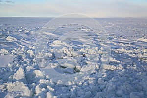 Ice field with crushed ice in Baltic Sea