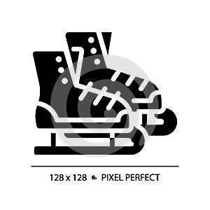 Ice figure skating pixel perfect black glyph icon