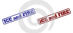 ICE AND FIRE Blue and Red Rounded Rectangle Seals with Scratched Styles