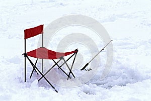 Ice fishing chair and pole Vermont