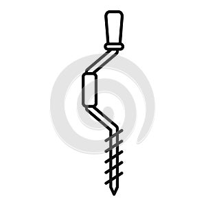 Ice fishing handle driller icon outline vector. Sport activity