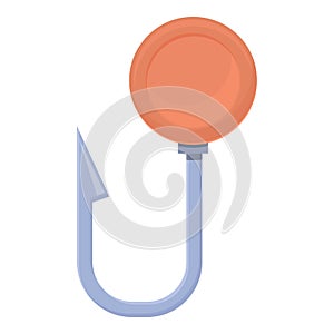 Ice fishing hook icon cartoon vector. Fish jig