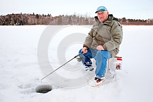 Ice Fishing on the Lake