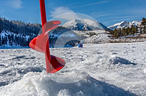 Ice fishing on lake Dillon - Colorado