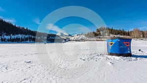 Ice fishing on lake Dillon - Colorado