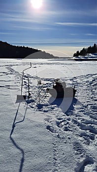 ice fishing in the North of Sweden