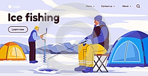 Ice fishing poster vector