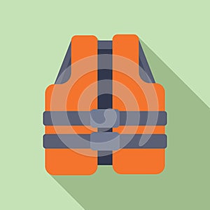 Ice fishing rescue vest icon flat vector. Polar activity