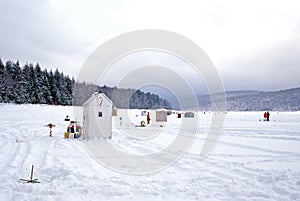 Ice fishing sheds Vermont photo