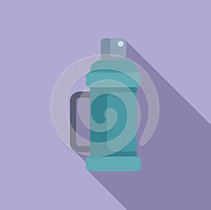 Ice fishing thermos bottle icon flat vector. Camping sport