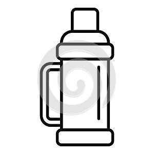 Ice fishing thermos bottle icon outline vector. Camping sport