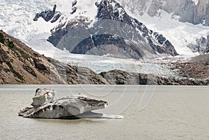 Ice floe on glacial lake in Patagonia