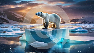ice floe with polar bear