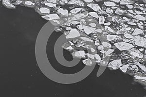 ice floes floating on river