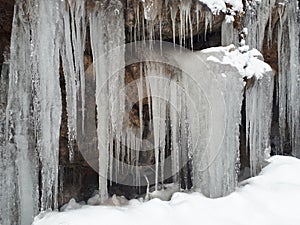 Ice floes hanging from the rock