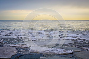 Ice Floes on Lake Erie at Sunrise