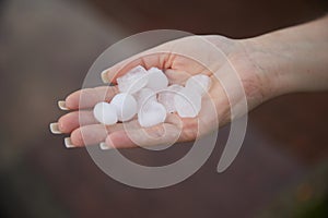 Ice floes, after summer hail, after heavy rain with hail