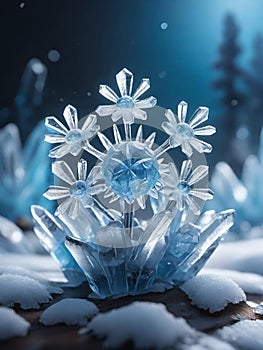 ice flower with snow