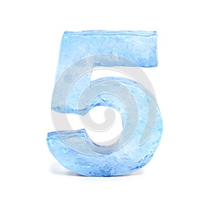 Ice font 3d rendering, number 5