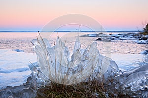Ice formation on lakeside