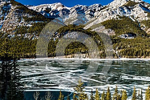 Ice formations on Barrier Lake. Bow Valley Wildlife Park. Alberta Canada
