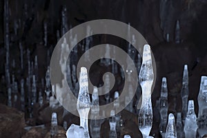 Ice formations in a cave