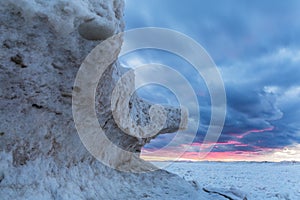 Ice Formations on Lake Huron at Sunset - Ontario, Canada