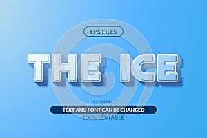 The ice frost cold winter 3d editable text effect. eps vector file