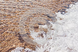 Ice frozen edge surface over the spring stream