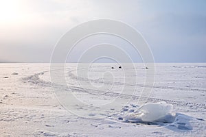 Ice on frozen lake