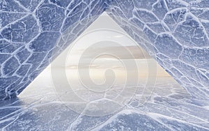 Ice ground with crack pattern, 3d rendering
