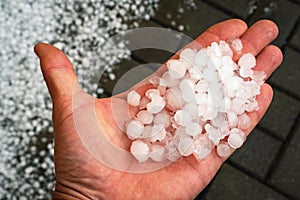 Ice hail on hand