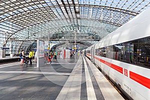 ICE 4 high-speed train at Berlin main railway station Hauptbahnhof Hbf in Germany