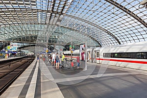 ICE 4 high-speed train at Berlin main railway station Hauptbahnhof Hbf in Germany