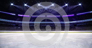 Ice hockey arena indoor illuminated loop animation