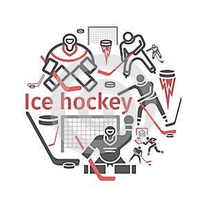 Ice hockey banner. Line icon. Vector signs for web graphics.