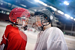 Ice Hockey - boys players rival photo