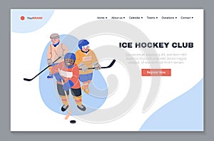 Ice hockey club landing page template