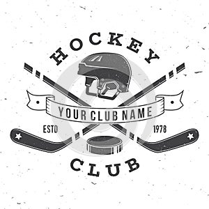 Ice Hockey club logo, badge design. Concept for shirt or logo, print, stamp or tee. Winter sport. Vector illustration