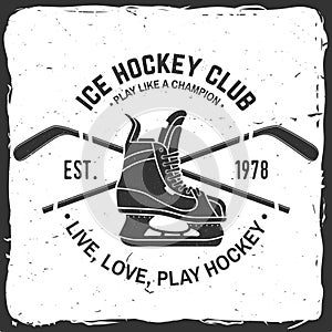 Ice Hockey club logo, badge design. Concept for shirt or logo, print, stamp or tee. Winter sport. Vector illustration