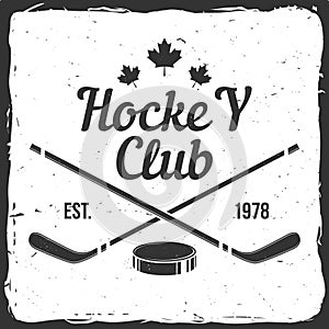 Ice Hockey club logo, badge design. Concept for shirt or logo, print, stamp or tee. Winter sport. Vintage typography