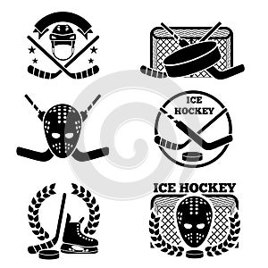 Ice hockey emblem and logo set