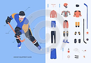 Ice hockey equipment guide for adult male player